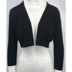 Narciso Rodriguez Black 3/4 Sleeve Wool Blend Cropped Cardigan Shrug sz 40